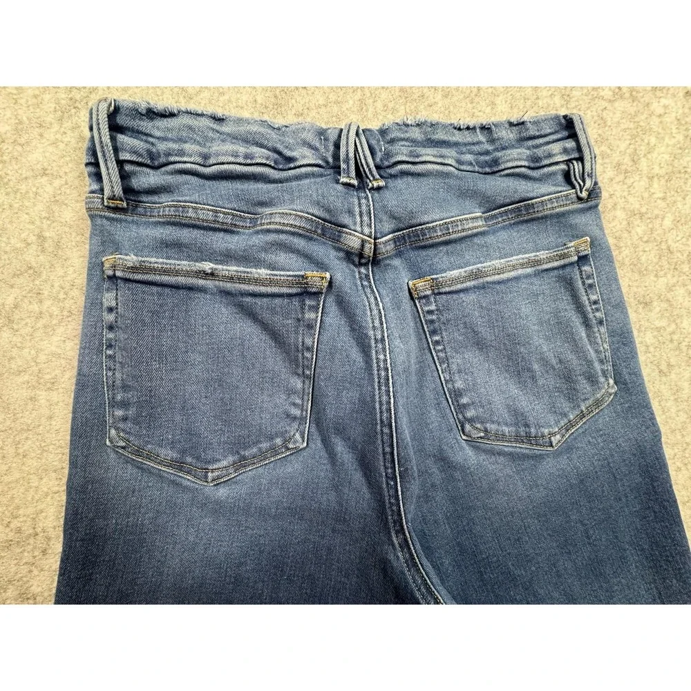 Good American Good Boy Jeans Womens 8/29 Blue Med Wash Stretch Raw Hem
